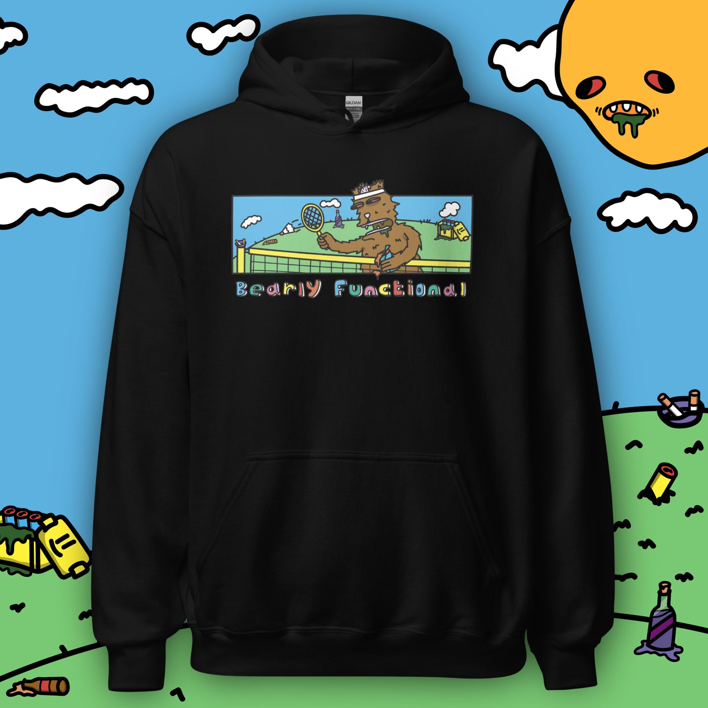 Bearly Functional Hungover Bear: Pullover Hoodie